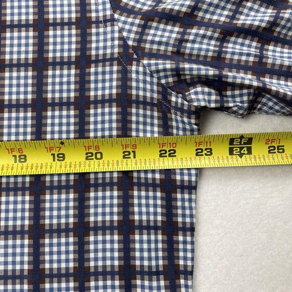 Bugatchi Mens Windowpane Plaid Long Sleeve Button Up Blue Brown- M - Picture 8 of 15